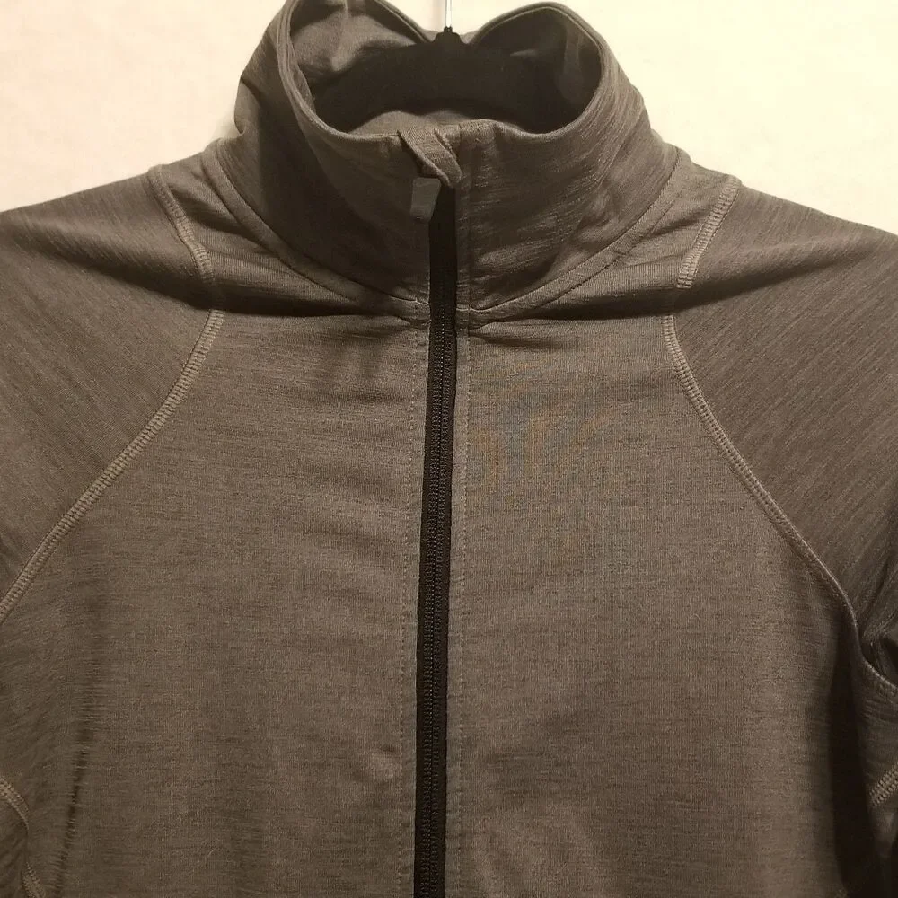 Nike M Jacket Dri-FIT Full Zip Gray Athletic Thumb Hole Compression Lightweight